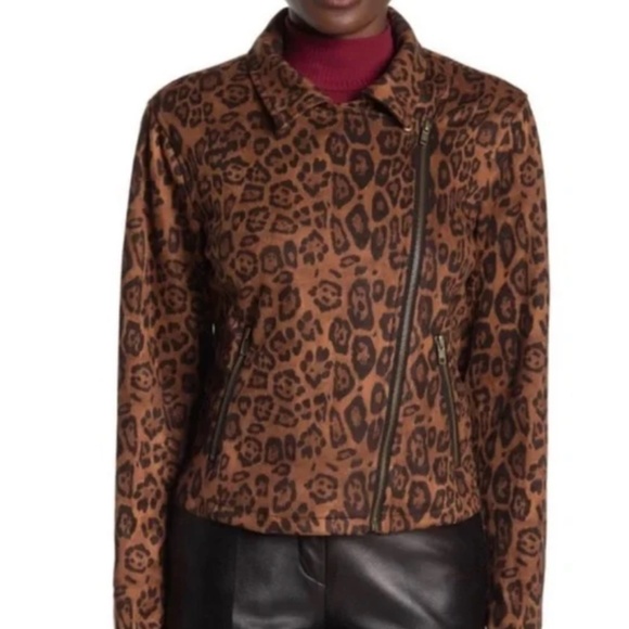 Leopard Animal Print Hipster Hippie Artsy Trendy Winter Hip Moto Jacket Coat - Picture 2 of 6